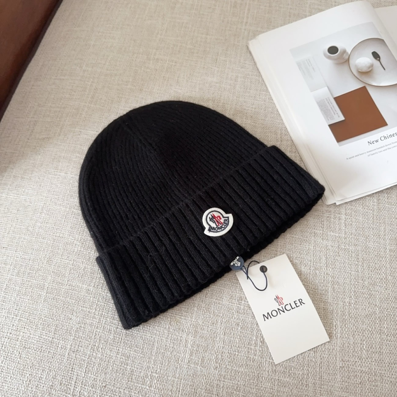 Moncler Logo Patch Beanie Black (7) - newkick.vip